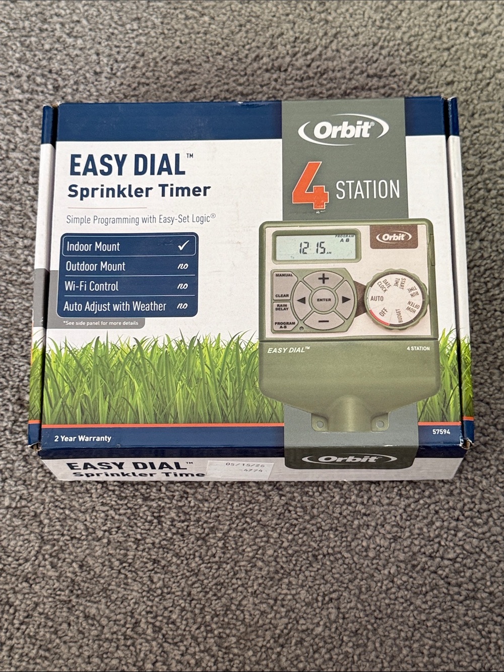 Orbit Easy Dial 4-Station Sprinkler Timer - Green. New still in the box!!